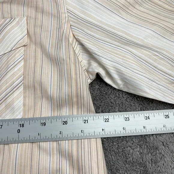 Desire Collection Long Sleeve Dress Shirt Mens Large Orange White Stripes - Picture 7 of 16
